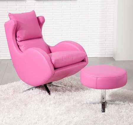 Fama Lenny pink leather swivel chair