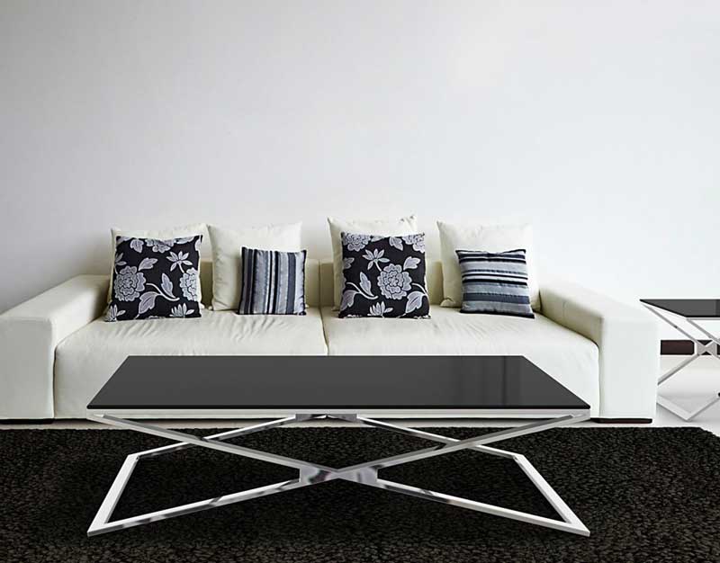 Oxana coffee table polished stainless steel from Akante lacquered Black