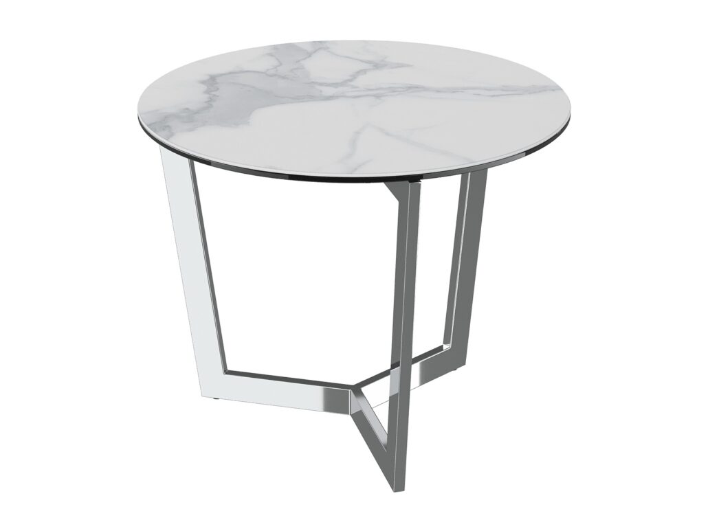 Tamara stainless steel side table - Matt Marble Ceramic