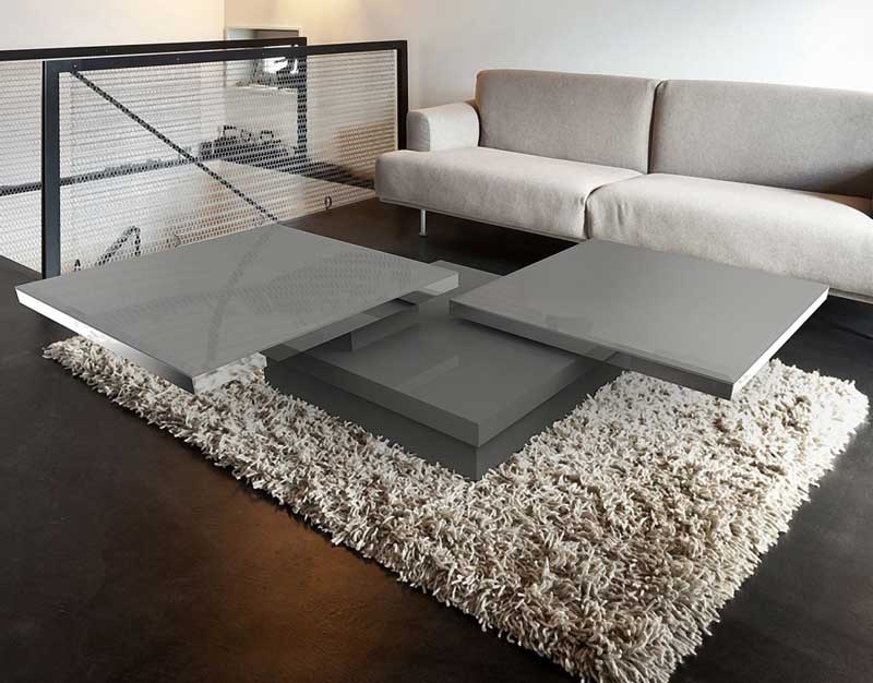 Sigma coffee table from Akante - Grey lacquered