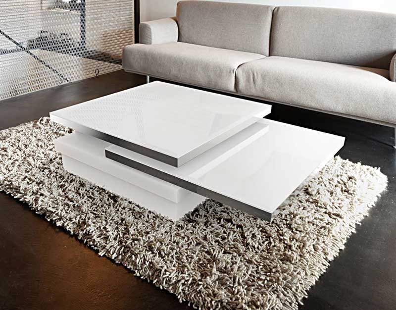 Sigma coffee table from Akante - White lacquered