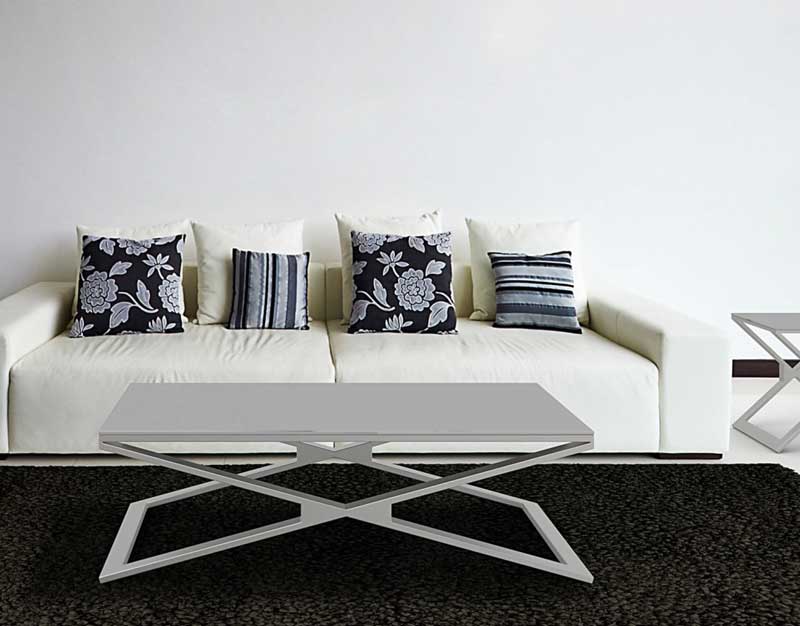 Oxana coffee table in brushed stainless steel - lacquered Grey