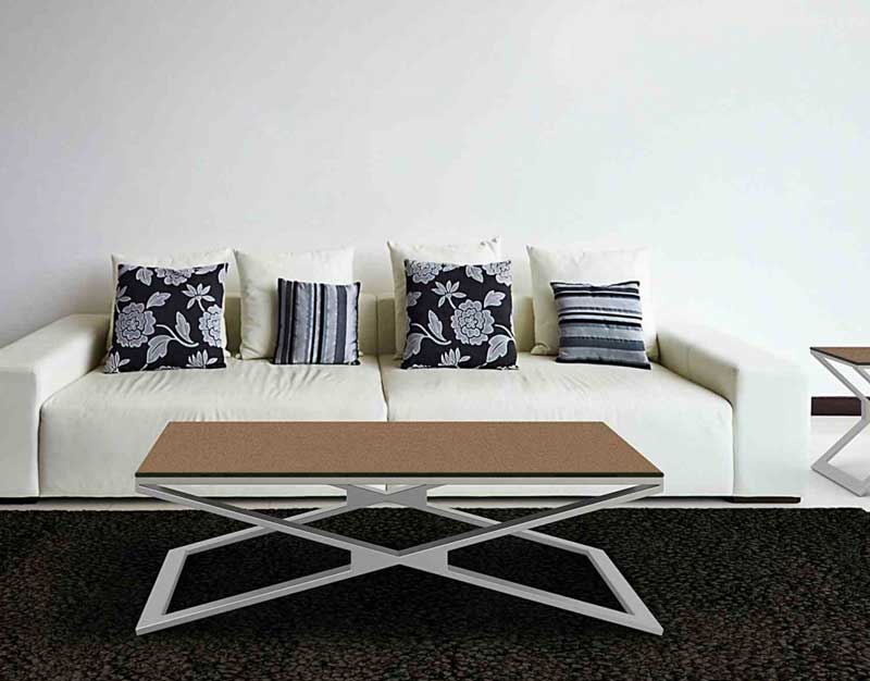 Oxana coffee table in brushed stainless steel - Sandstone Brown