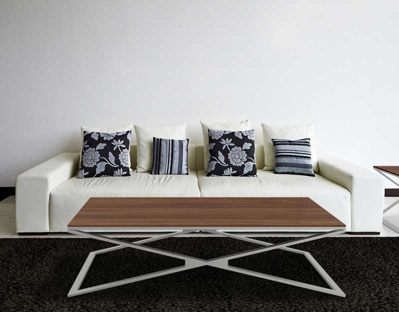 Oxana coffee table in brushed stainless steel Walnut