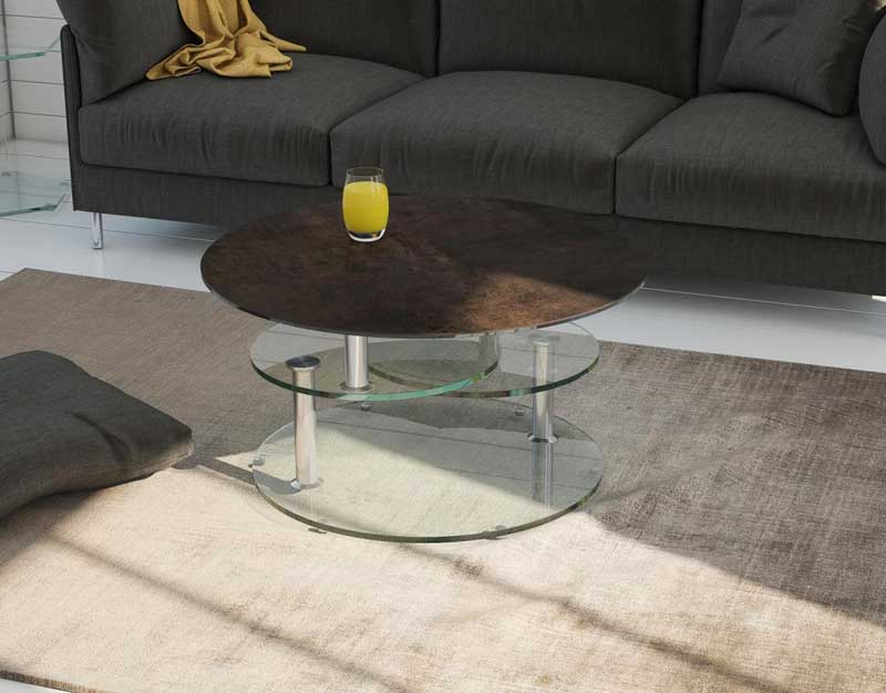 Round coffee table from Akante - steel ceramics