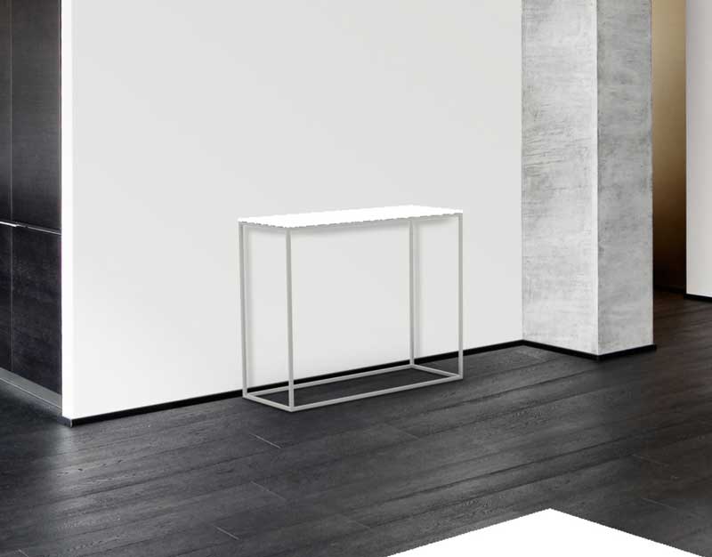Julia ST182 Brushed Steel Console Table - White Lacquered