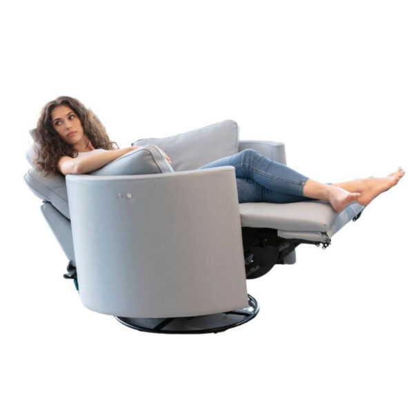 Moonrise - Modern Blue Leather rocking, reclining swivel chair