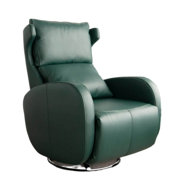 Kim - Contemporary Green Leather Swivel & Recliner chair