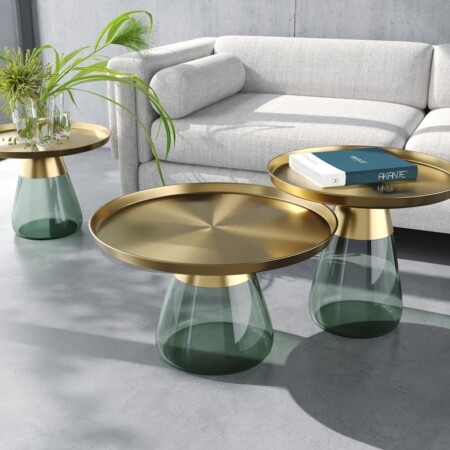 Drop coffee table and side table from Akante