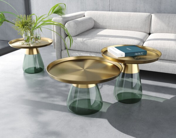 Drop coffee table and side table from Akante