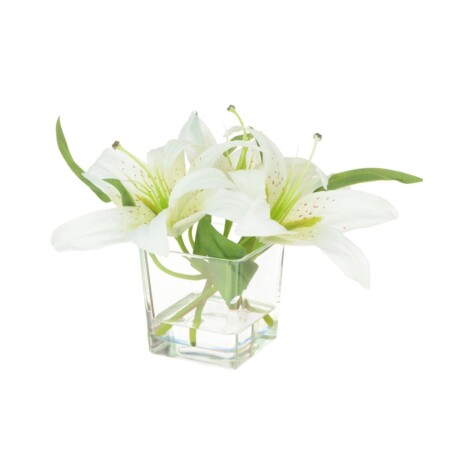 Lilies in cube vase
