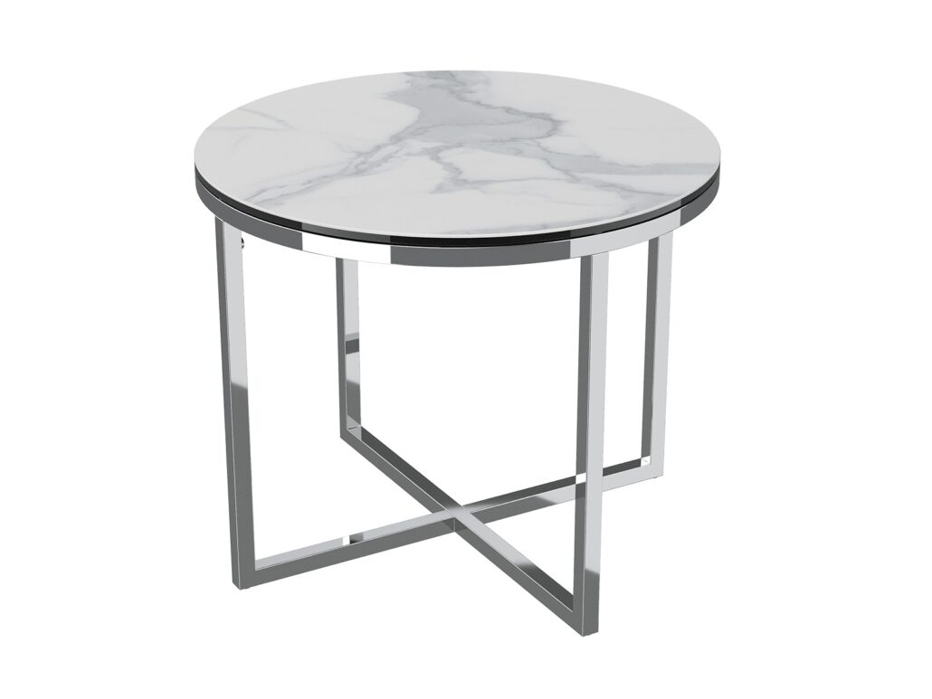 Talia Side Table stainless steel - Matt Marble Ceramic