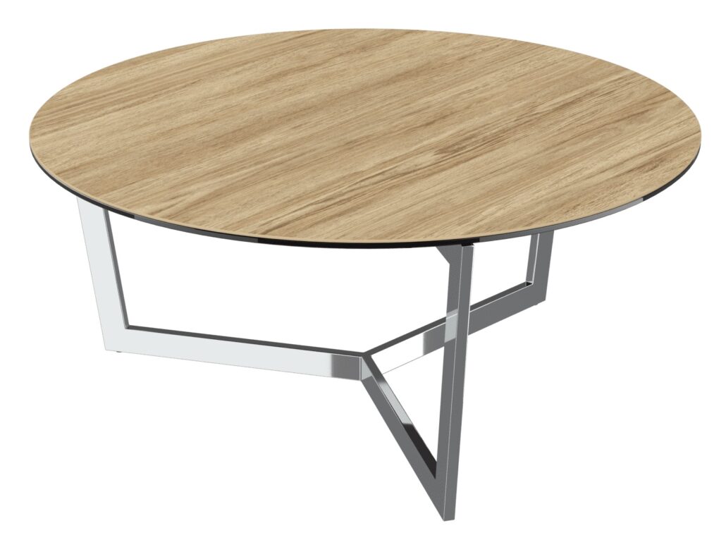 Tamara Stainless Steel Coffee Table - Ceramic Clear Oak