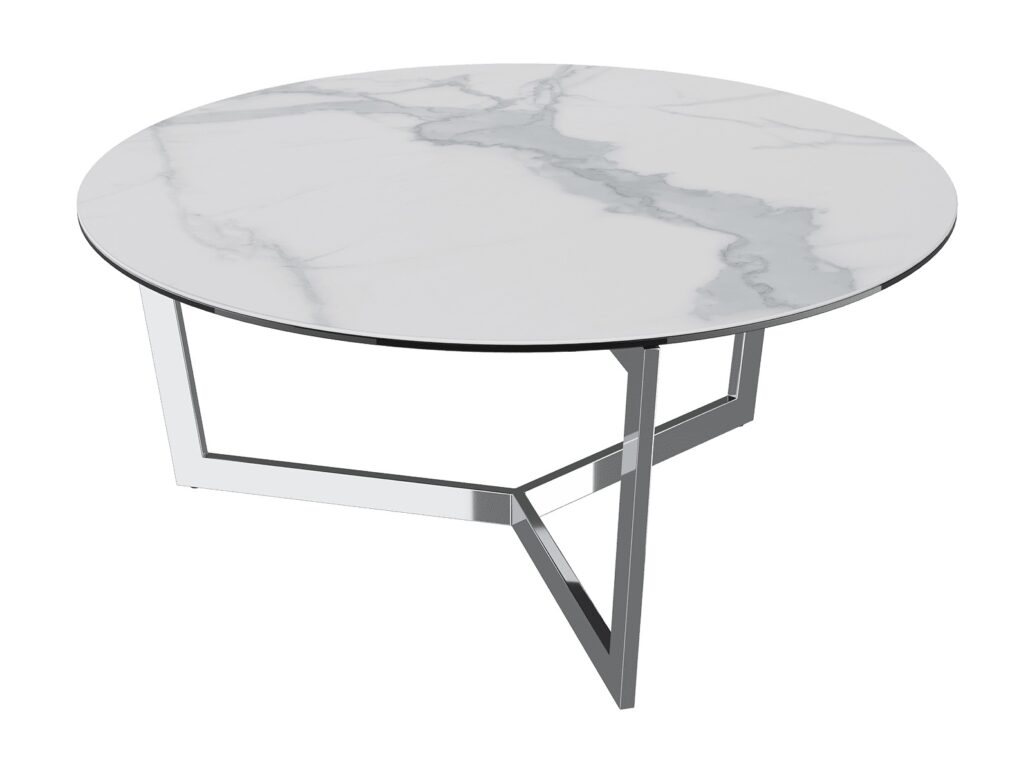 Tamara Stainless Steel Coffee Table - Matt Marble Ceramic