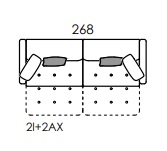 Paradis 2AX sofa dimensions