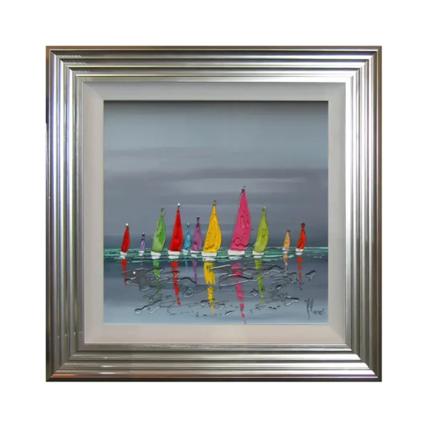 Regatta Framed Print With Liquid Art