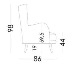 Kylian Chair on legs dimensions