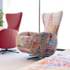 Red leather recliner and swivel chair