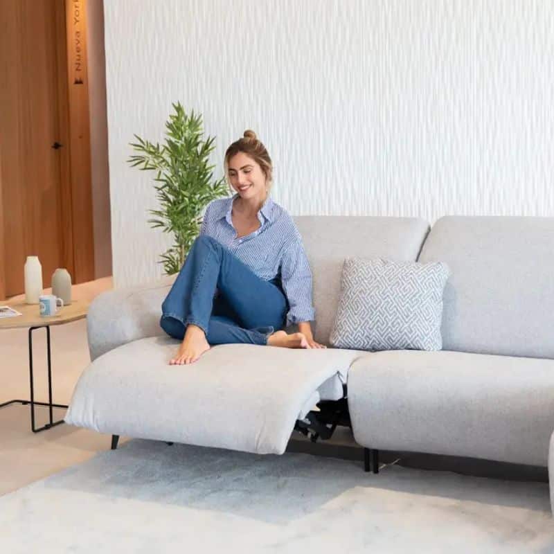 Beige sofa with recliner