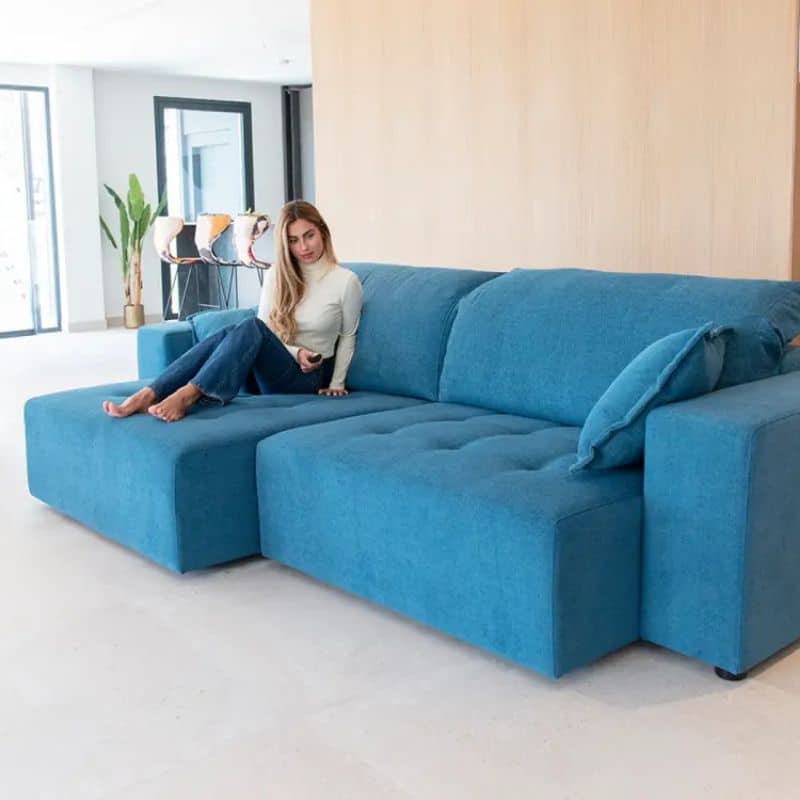 Blue Chaise Sofa