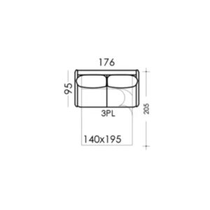 Bopy 2 seater Sofa Bed Dimensions
