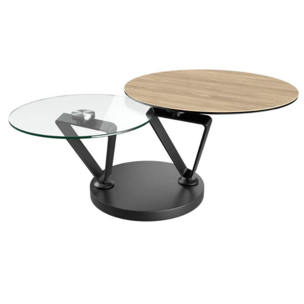 Polaris Swivel Top Coffee Table - Clear Oak