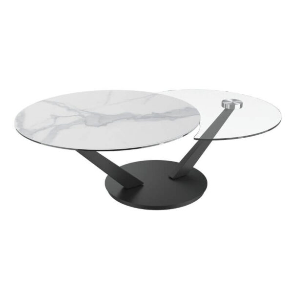 Riviera Swivel Top Ceramic Coffee Table - Matt Marble