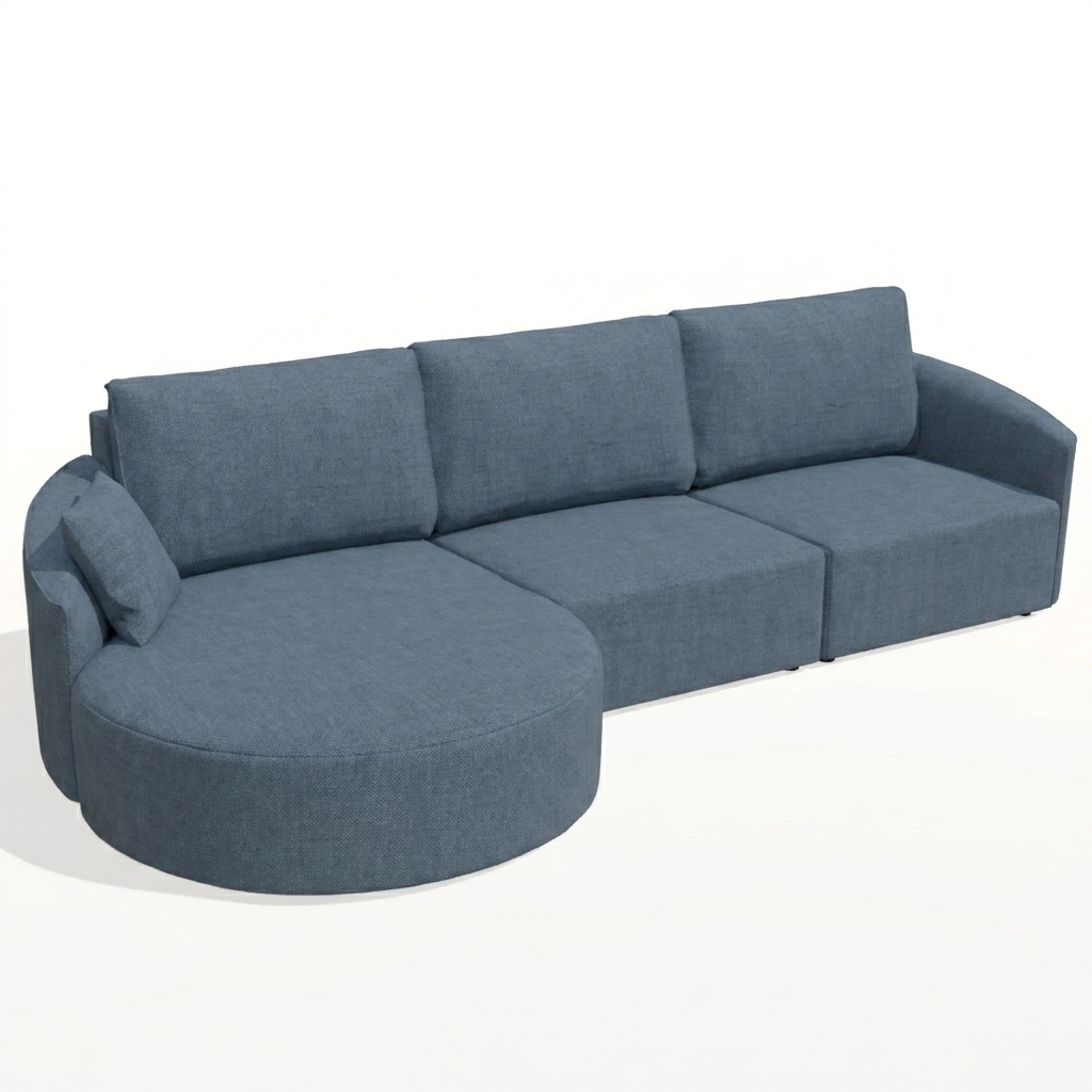 Nora Curved Chaise Sofa Blue
