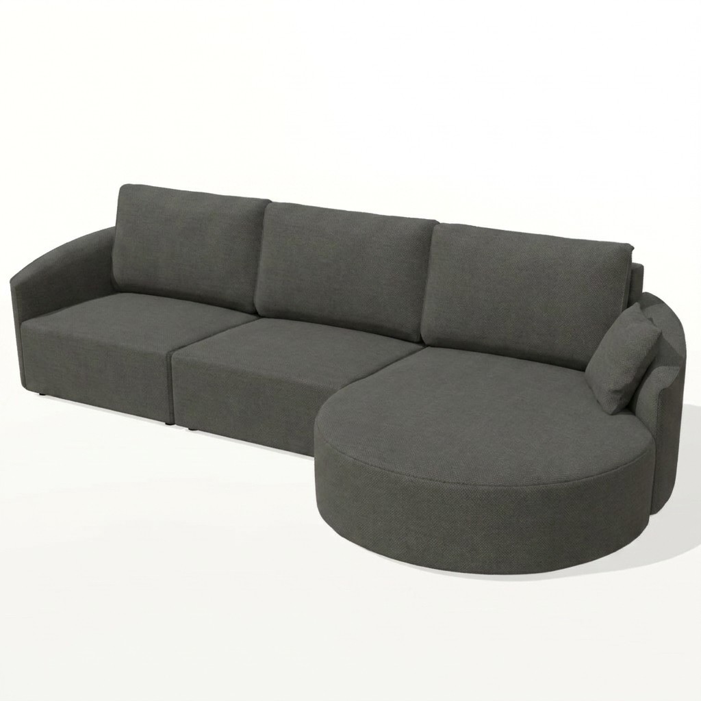 Nora Curved Chaise Sofa Dark Tones RHF