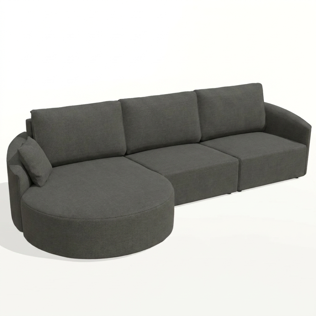 Nora Curved Chaise Sofa Dark Tones