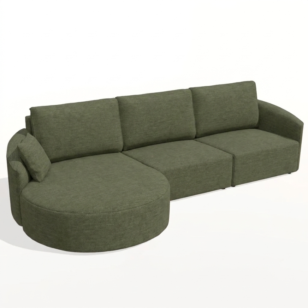 Nora Curved Chaise Sofa Green