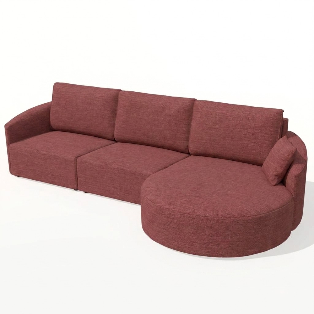 Nora Curved Chaise Sofa Pink RHF