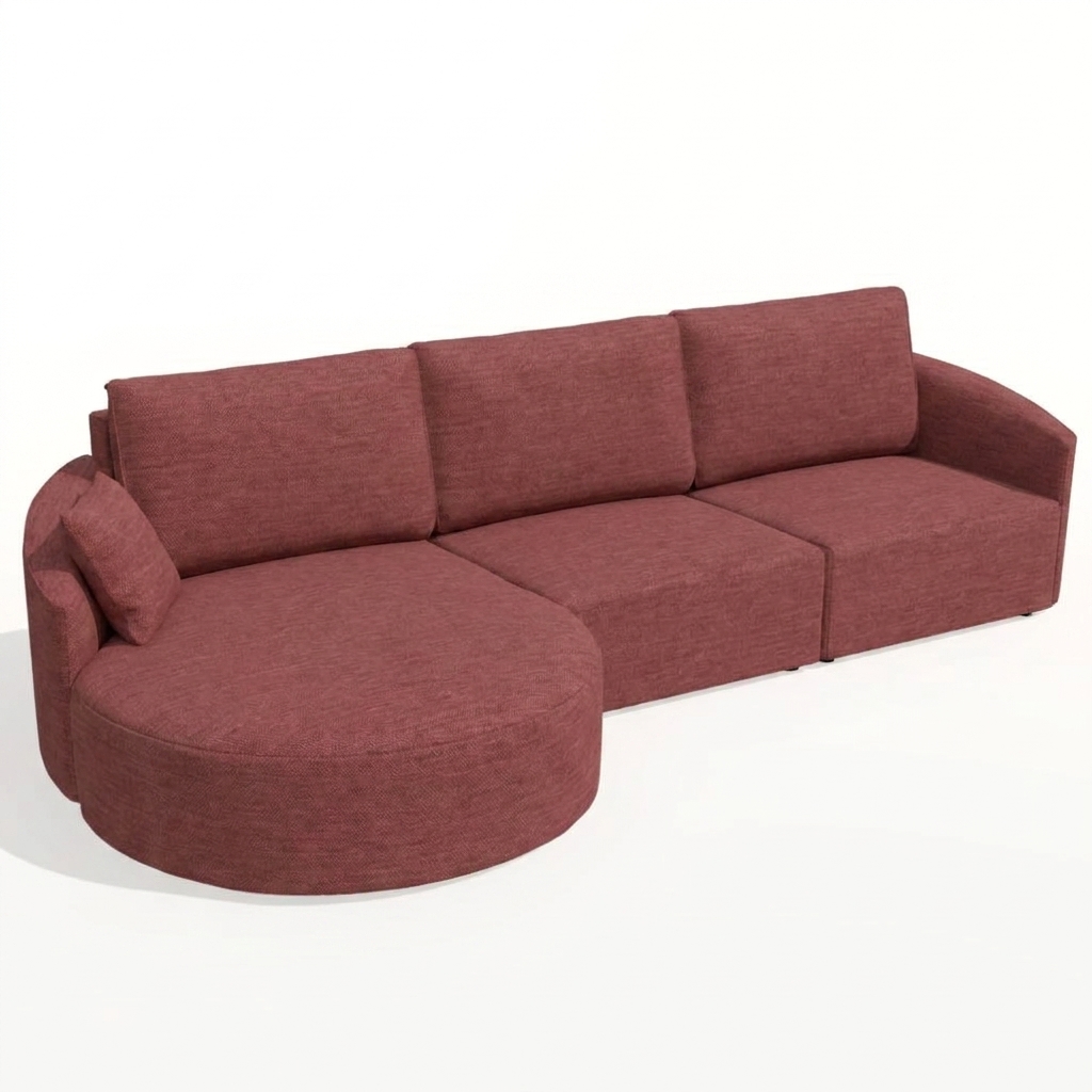 Nora Curved Chaise Sofa Pink