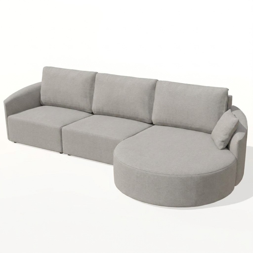 Nora curved chaise sofa neutral RHF