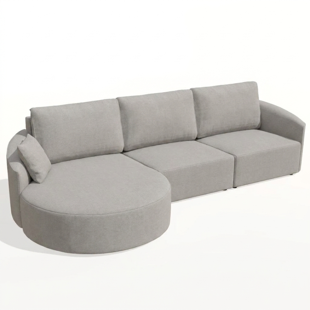 Nora curved chaise sofa neutral