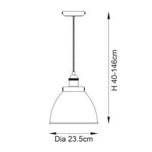 Franklin Small Pendant Aged Pewter and Black - Dimensions