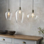 Aurelia Clear glass & antique brass medium pendant