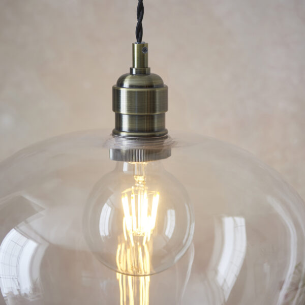 Aurelia Clear glass & antique brass medium pendant