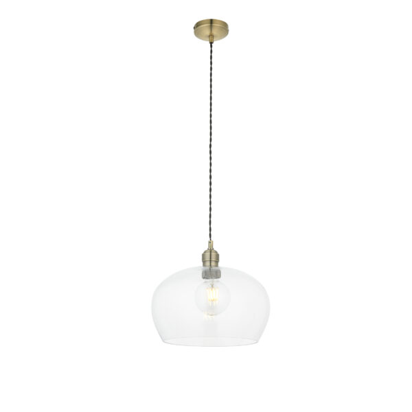 Aurelia Clear glass & antique brass medium pendant
