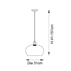 Aurelia Clear glass & antique brass medium pendant