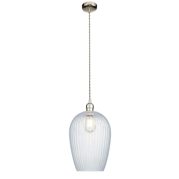 Arlo Ribbed Glass Pendant Bright Nickel