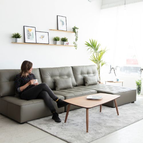 Arianne Leather Chaise Sofa