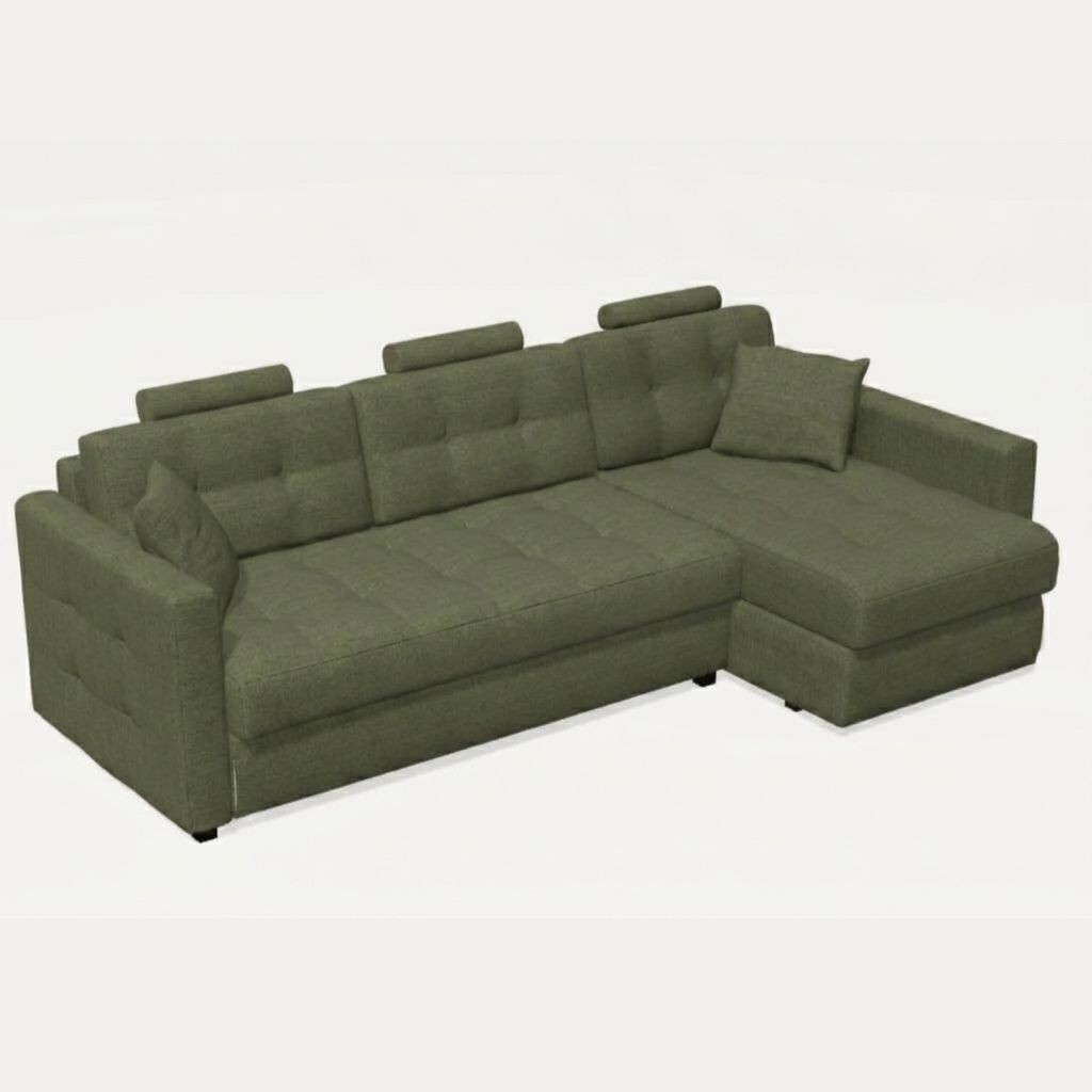 Bolero Chaise Sofa Bed Green Tones RHF