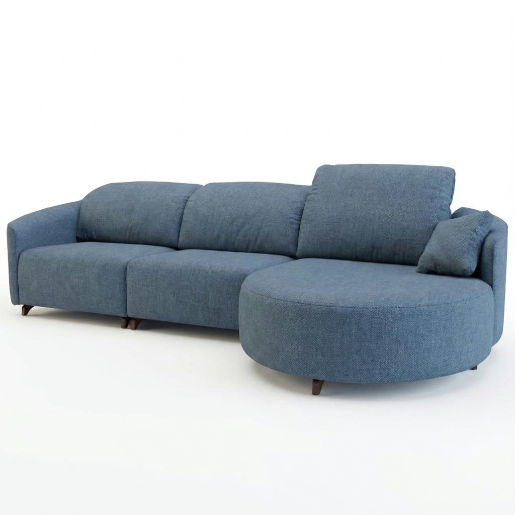 Natalie Curved Chaise Blue RHF