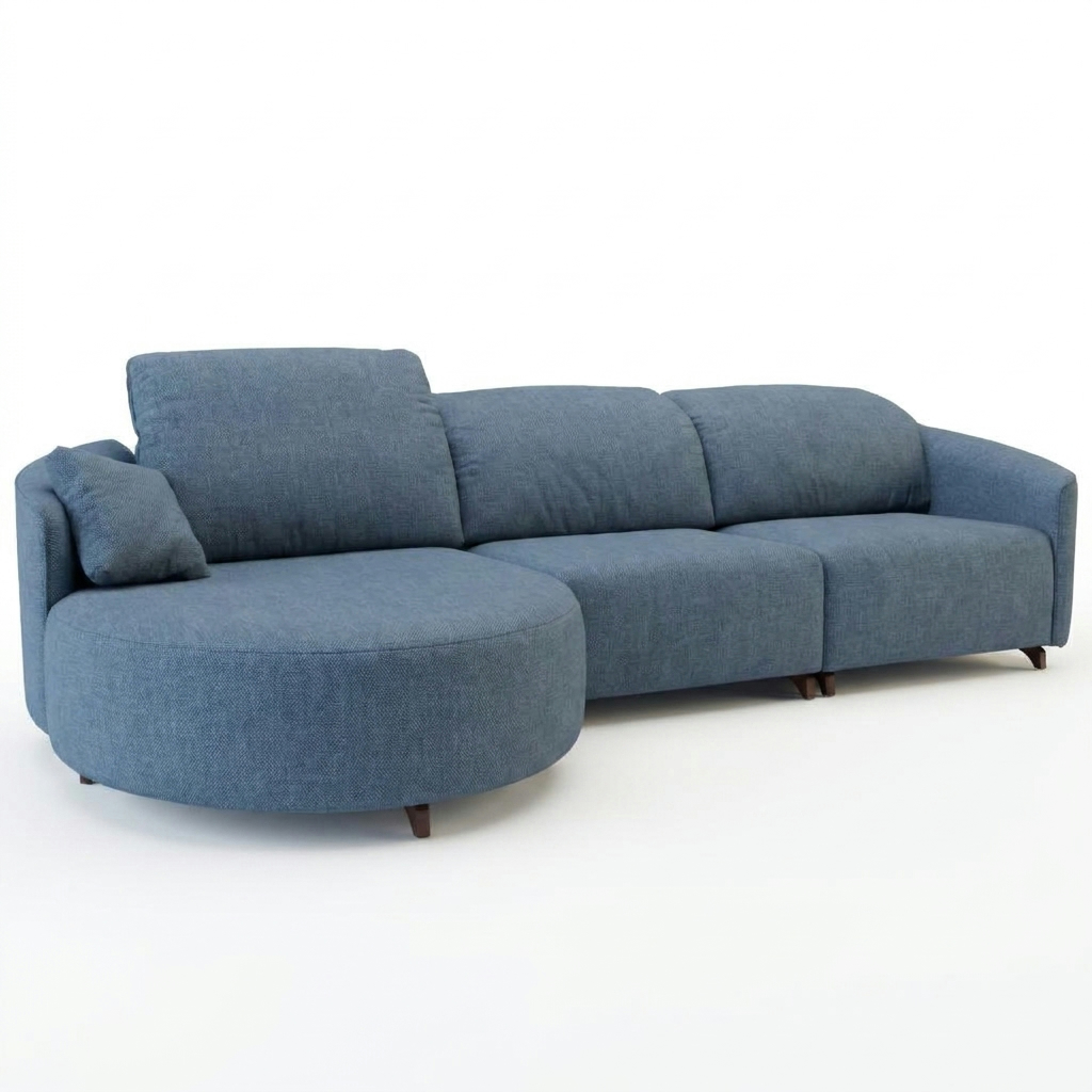 Natalie Curved Chaise Blue