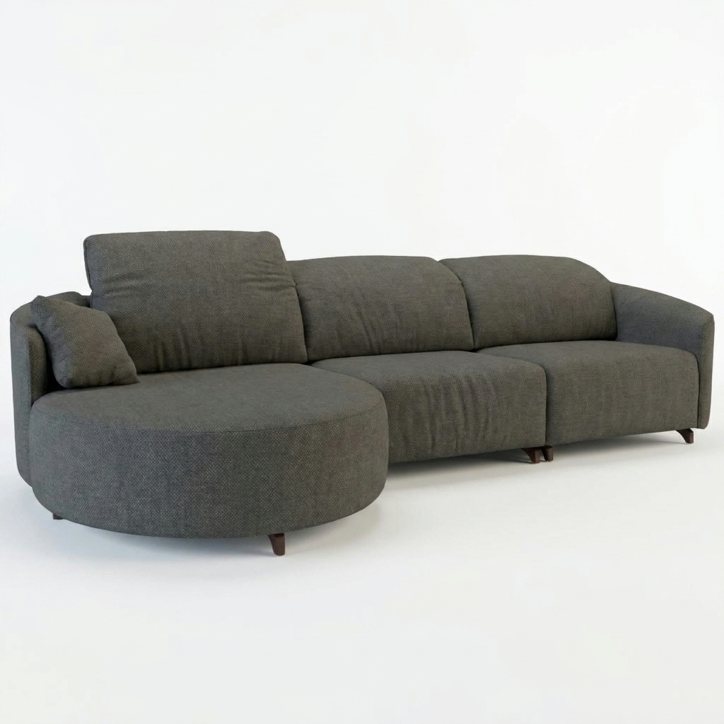 Natalie Curved Chaise Dark Tones