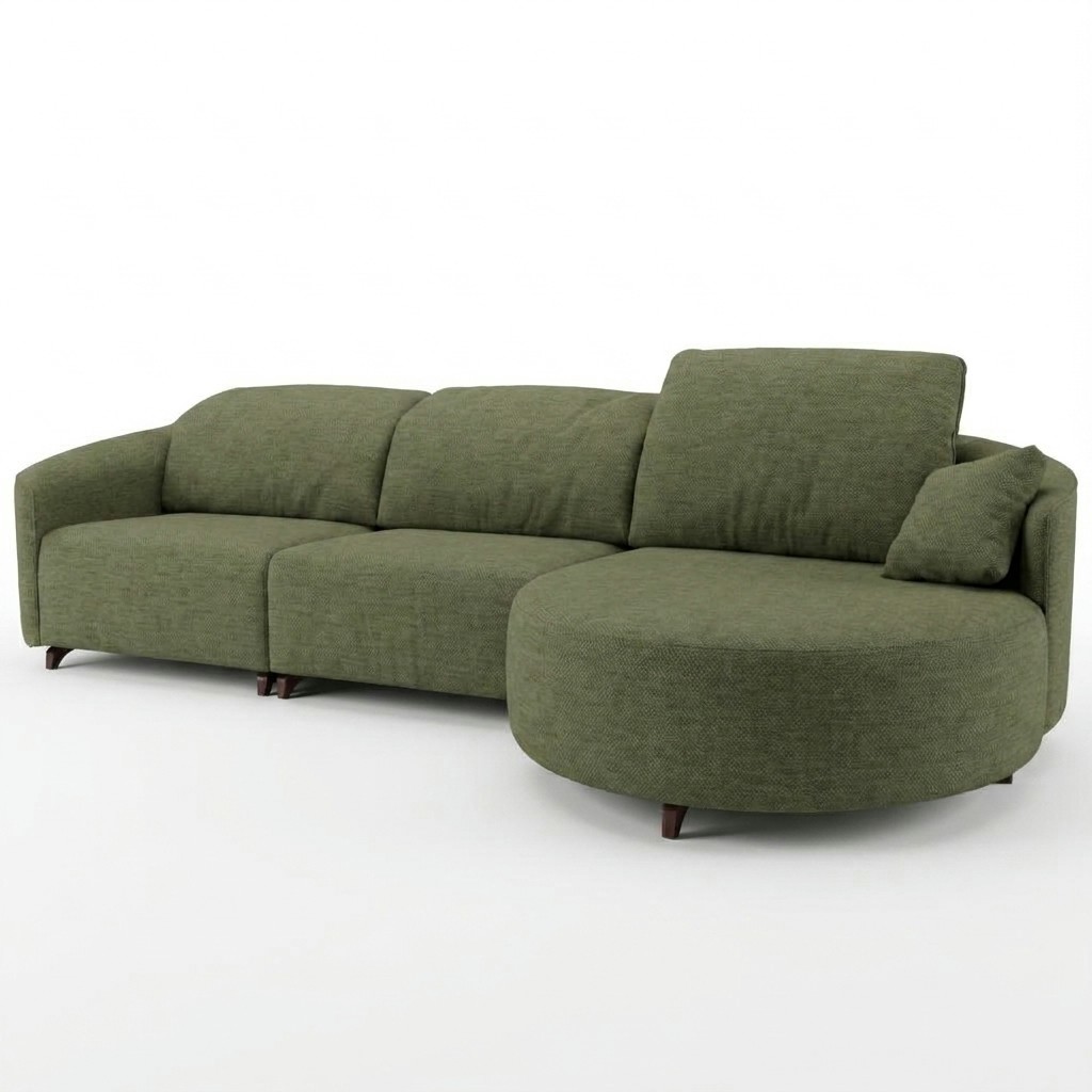 Natalie Curved Chaise Green RHF