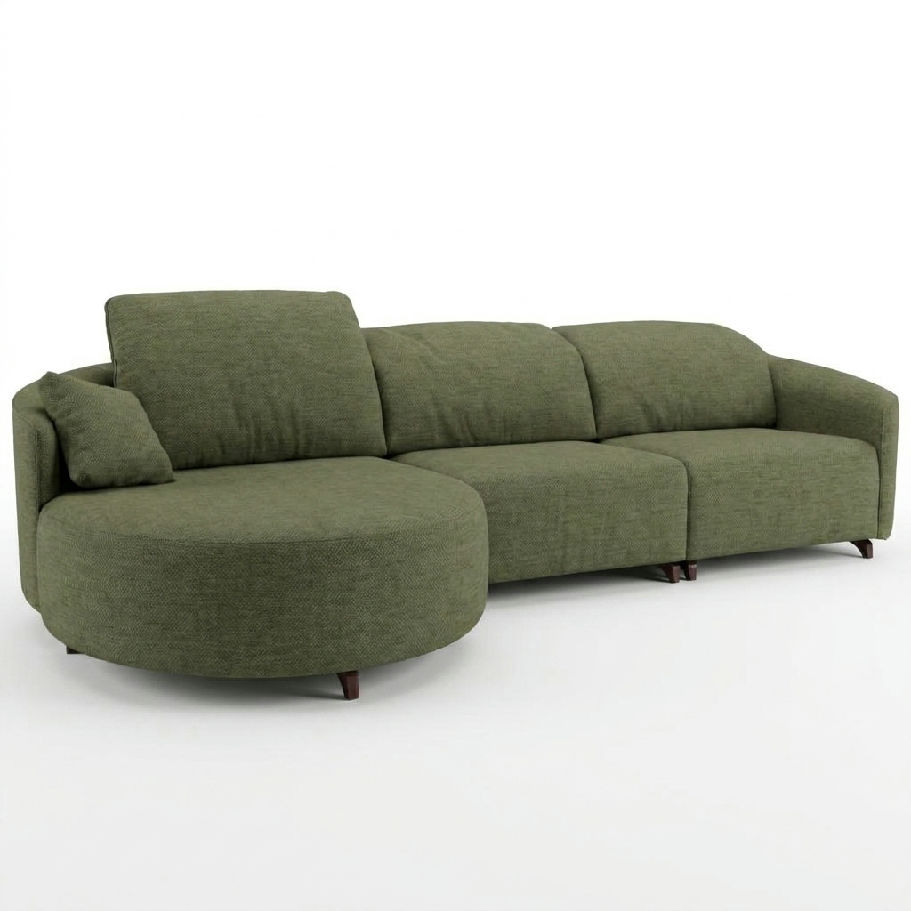 Natalie Curved Chaise Green