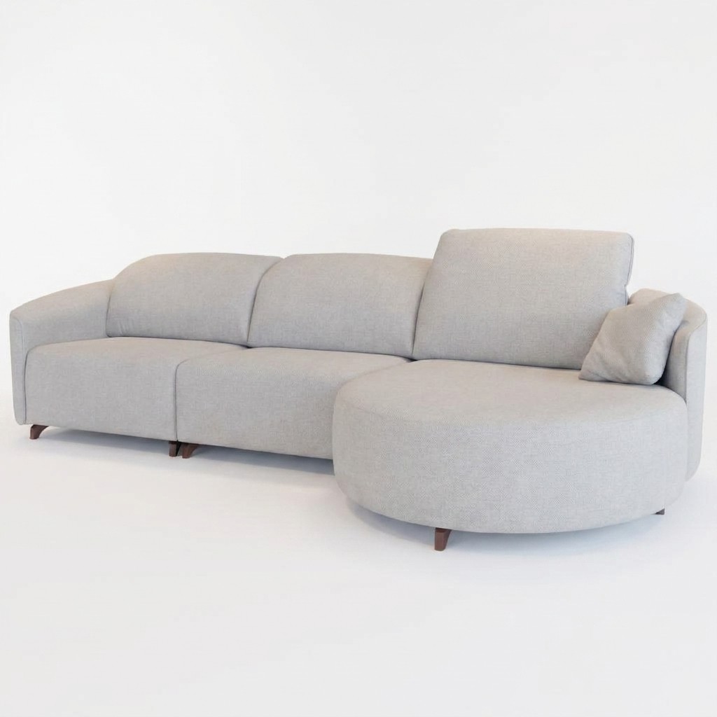 Natalie Curved Chaise Sofa Neutral RHF