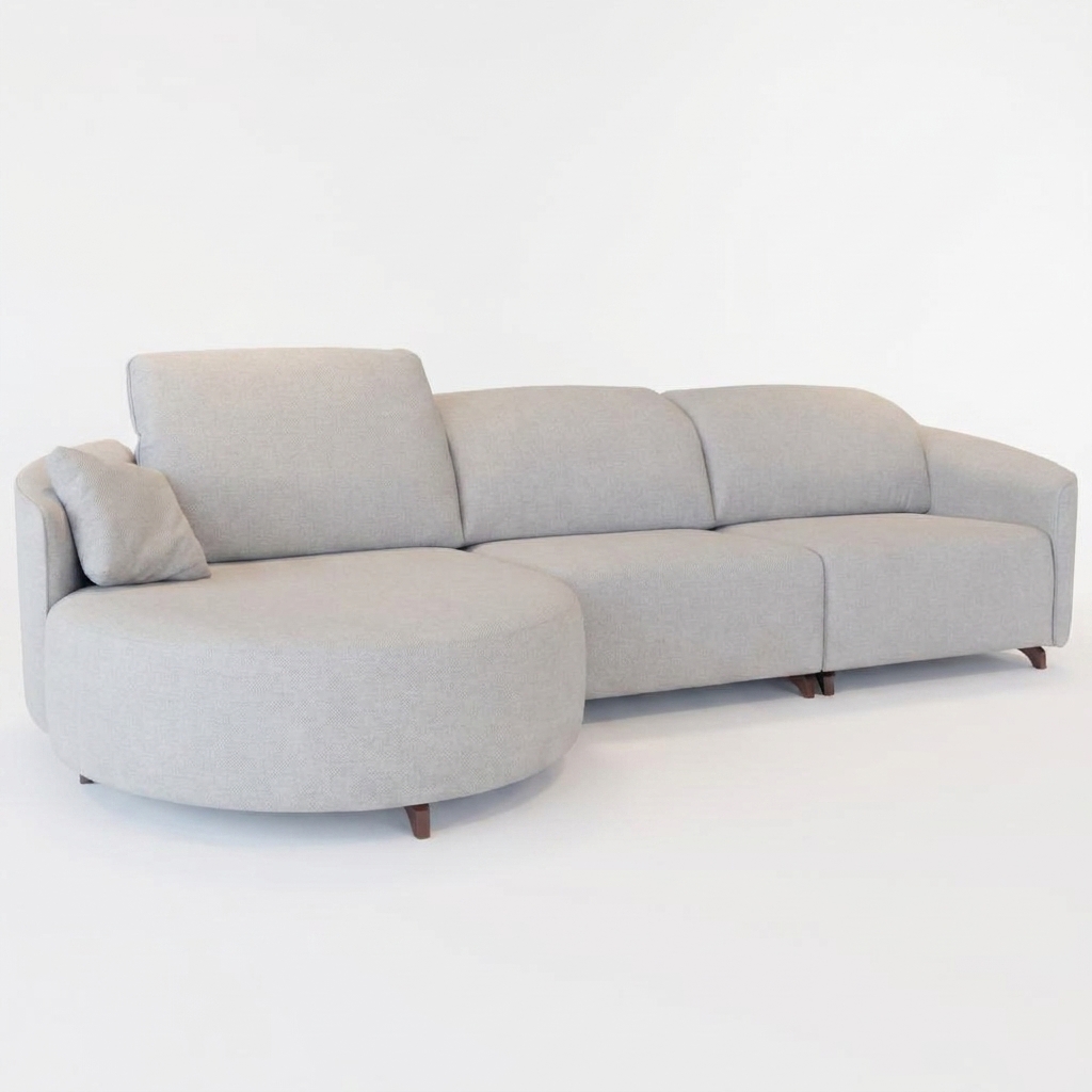 Natalie Curved Chaise Sofa Neutral